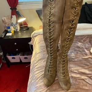 Knee high suede boots